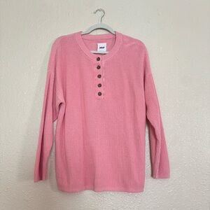 Aerie Pink Henley Sweater